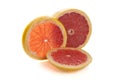 Grapefruit citrus fruit halves isolated on white background slices of grapefruit with clipping path Royalty Free Stock Photo