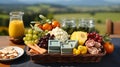 Grapes against the backdrop of a farming rural landscape Royalty Free Stock Photo