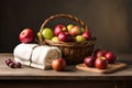 Grapes and apples in a beautiful basket