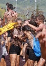 Grapes battle in binissalem mallorca vertical