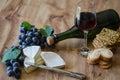 Grapes, brie with wine and crackers Royalty Free Stock Photo