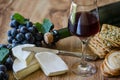 Grapes, brie with wine and crackers Royalty Free Stock Photo