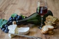 Grapes, brie with wine and crackers Royalty Free Stock Photo