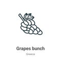 Grapes bunch outline vector icon. Thin line black grapes bunch icon, flat vector simple element illustration from editable greece