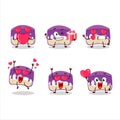 Grapes cake cartoon character with love cute emoticon