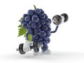 Grapes character with dumbbell