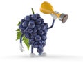 Grapes character holding a trophy