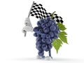 Grapes character waving race flag Royalty Free Stock Photo