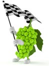 Grapes character waving race flag Royalty Free Stock Photo