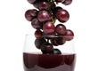 Grapes dipped into red wine