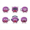 Grapes dorayaki cartoon character are playing games with various cute emoticons