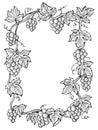 Grapes frame sketch engraving vector Royalty Free Stock Photo