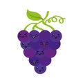 Grapes fresh fruit kawaii character