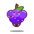 Grapes fruit cartoon character icon kawaii Flat design Vector