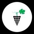 Grapes fruit simple black and green icon eps10