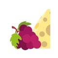 Grapes fruits with cheese flat style icon