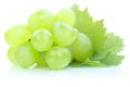 Grapes green fresh fruits fruit leaves isolated on white Royalty Free Stock Photo