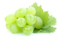 Grapes green fruits fruit leaves isolated on white Royalty Free Stock Photo