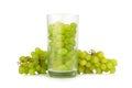 Grapes Green In Glass Water Isolated On White Background