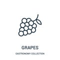 grapes icon vector from gastronomy collection collection. Thin line grapes outline icon vector illustration