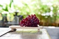 Grapes on Japanese wood tray