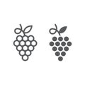 Grapes line and glyph icon, fruit and plant, wine sign, vector graphics, a linear pattern on a white background.