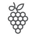 Grapes line icon, fruit and plant, wine sign, vector graphics, a linear pattern on a white background.