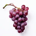 Crisp And Clean Purple Grapes On White Background