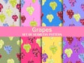 Grapes set of seamless pattern. Bunches of grapes on a colorful background for brochures, promotional material and wallpaper. Royalty Free Stock Photo