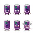 Grapes soda can cartoon character with various angry expressions