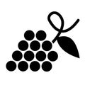 Grapes solid icon. Wine vector illustration isolated on white. Fruit glyph style design, designed for web and app. Eps