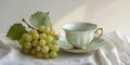 Grapes and Teacups A charming tea party scene with Muscat grapes Royalty Free Stock Photo