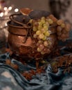 grapes vase closeup still life