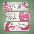 Grapes or Wine concept design. Set of stickers