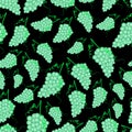 Grapes wine fruit summer seamless dark pattern