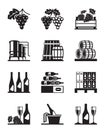 Grapes and wine icon set Royalty Free Stock Photo