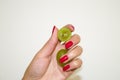 Grapes in a woman`s hand Royalty Free Stock Photo