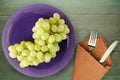 Grapes on a wooden background. grapes on a plate