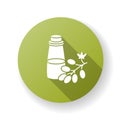 Grapeseed oil green flat design long shadow glyph icon. Organic ingredient for haircare product. Vegan hair conditioner