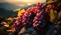 Grapevine in autumn, ripe fruit, winery, rural scene, sunset generated by AI Royalty Free Stock Photo