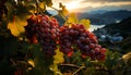 Grapevine growth in vineyard, ripe fruit under autumn sunset generated by AI Royalty Free Stock Photo