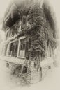 Grapevine house in sepia Royalty Free Stock Photo