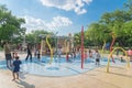 Children splash pad or spray ground Parr Park, Grapevine, Texas, USA