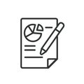 Graph analysis document, icon in line design. Graph, analysis, document, report, data, statistics, chart on white