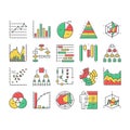 Graph For Analyzing And Research Icons Set Vector . Royalty Free Stock Photo