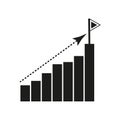 Graph arrow icon. Growth stock diagram financial graph. Financial report. Vector illustration. Stock image. Royalty Free Stock Photo