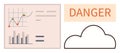 Data Analytics Warning with Cloud Symbol and Danger Alert Sign Royalty Free Stock Photo