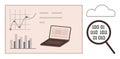 Data Analysis with Digital Tools Featuring Graphs, Laptop, Binary Code, and Cloud Concept Royalty Free Stock Photo