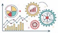Graph bars with gears, data statistics design element vector design Generative AI Royalty Free Stock Photo