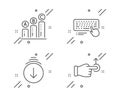 Graph chart, Computer keyboard and Scroll down icons set. Drag drop sign. Vector Royalty Free Stock Photo